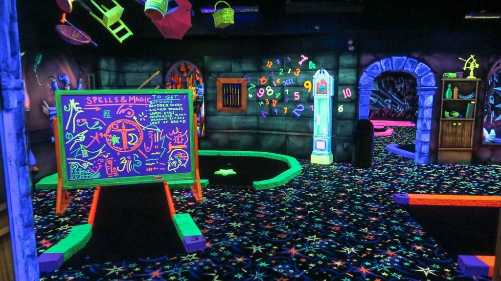 Wizard Golf course glowing that was included in our Clifton Hill Fun Pass