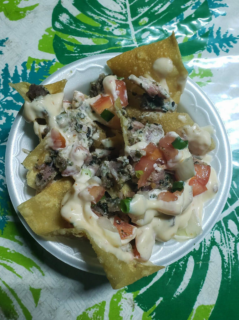 poke nachos uncle roberts night market pahoa hawaii
