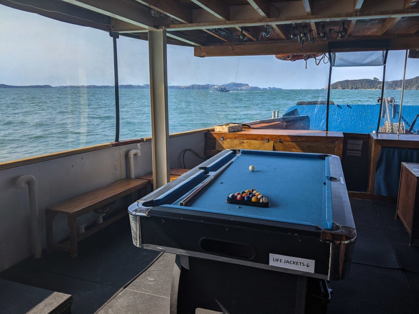 the rock overnight cruise boat interior setup