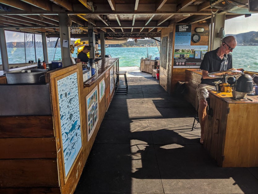 the rock overnight cruise boat interior setup