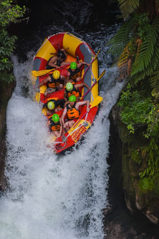 rafting over tutea falls on rotorua rafting trip with kaituna cascades