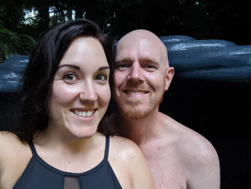 Hanging out in a private pool at a glacier hot spring in new zealand