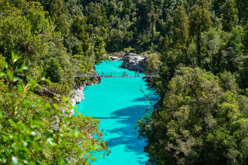 Photoshopped version showing what the photo would look like - Hokitika Gorge when the water was not turquoise due to lack of rock flour in the water due the heavy rains in the days prior