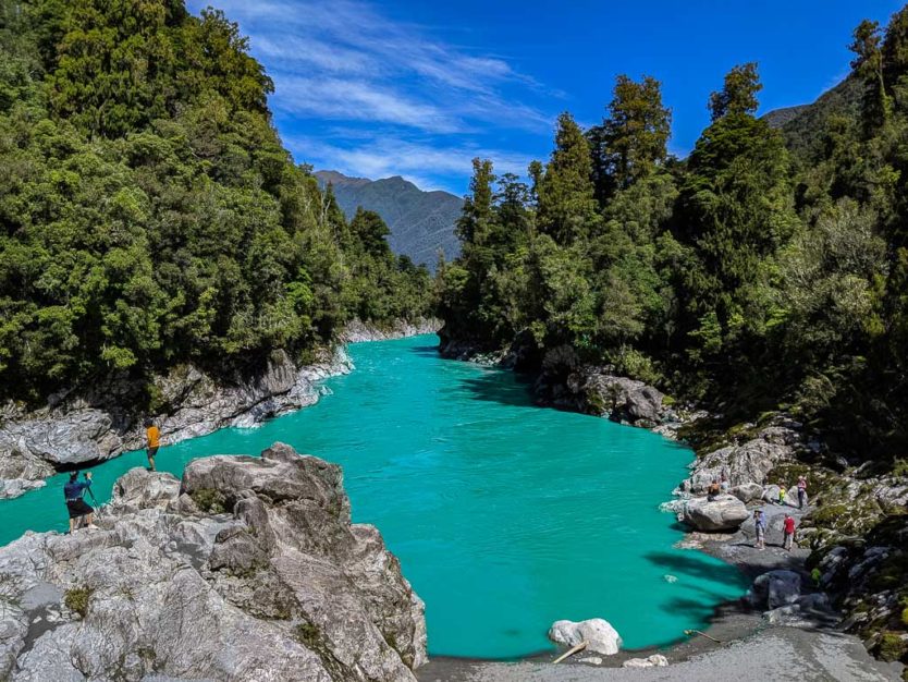 Photoshopped version showing what the photo would look like - Hokitika Gorge when the water was not turquoise due to lack of rock flour in the water due the heavy rains in the days prior