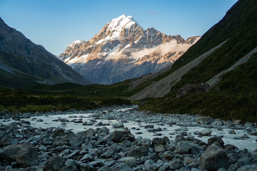 hooker valley track in mount cook new zealand